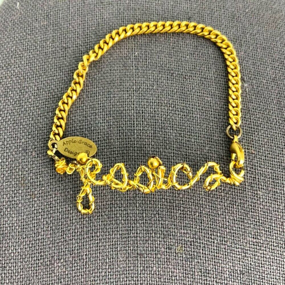 Apple Grace Designs Personalized Jessica Name Bracelet Gold Tone